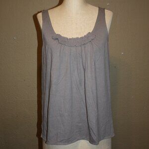 NWT J.CREW GRAY COTTON LOOSE FIT TANK TOP RUFFLED TOP FRONT - SMALL 2 4